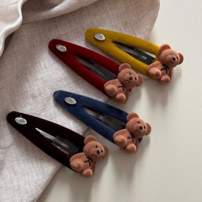 Korean Cute Cartoon 3D Plush Bear Hair Clips Girl Cartoon Soft Girl One-piece Clips  BB and New Hair Accessories