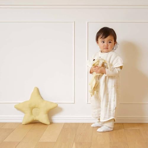 10mois (Dimois) Fluffy Gauze (6-Layer Gauze) 2-Way Baby Sleeper with Sleeves, 100% Cotton, Ecru, 58cm Length, For Newborns to 3 Years Old