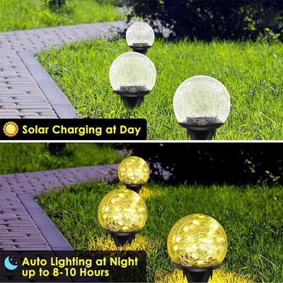 Lumières de Jardin Solaires LED Étanchees pour Extérieur Lumières LED en Verre Fissuré pour Chemin Sentier Patio Parc Jardin Décoration de Fête