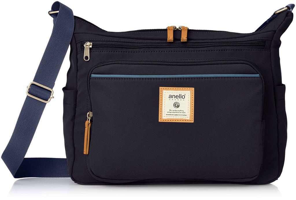 Anello Grande Cinnamon Shoulder Bag, A4 Size, 10 Pockets, GTM0334, Navy