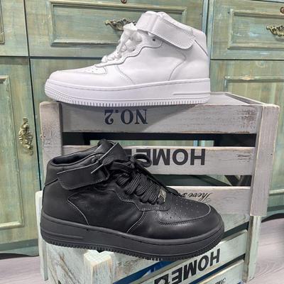 Spring Cowhide High-Top Air Force Sneakers: Unisex All-Match Casual White Genuine Leather Shoes