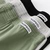 Men Boxer Underwear Open Design Button Placket Mid-rise Elastic Waistband Shorts Briefs Solid Color Loose Fit Underwear
