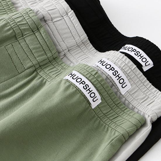 Men Boxer Underwear Open Design Button Placket Mid-rise Elastic Waistband Shorts Briefs Solid Color Loose Fit Underwear