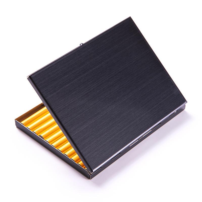 Men Business Metal stainless iron Cigarette holder Box 9 pack Creative anti Pressure Moisture proof Portable Cigarette case Gift