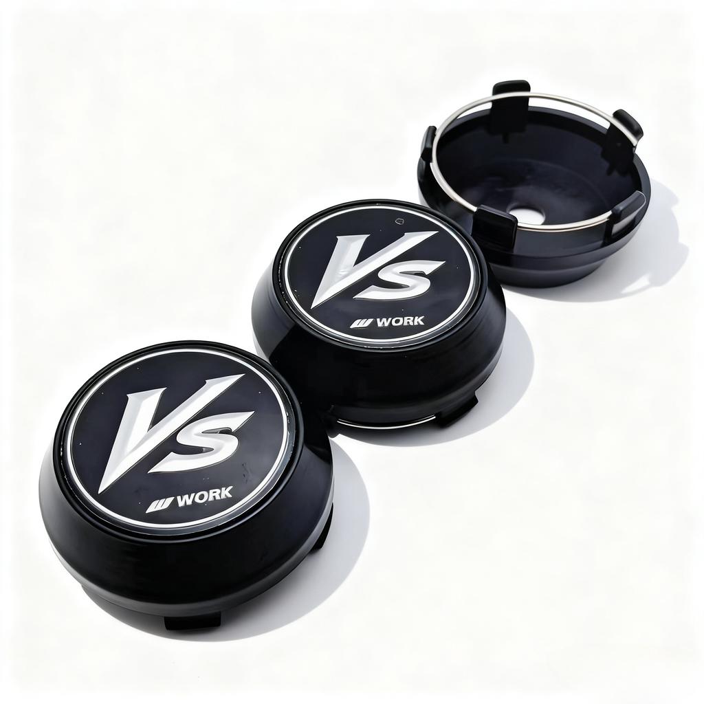 4pcs VS W Work Logo Emblem Car Wheel Center Caps OD 60MM 56MM Wheels Hub High Cap JDM VS Badge Rim Hubcaps Cover Car Accessories