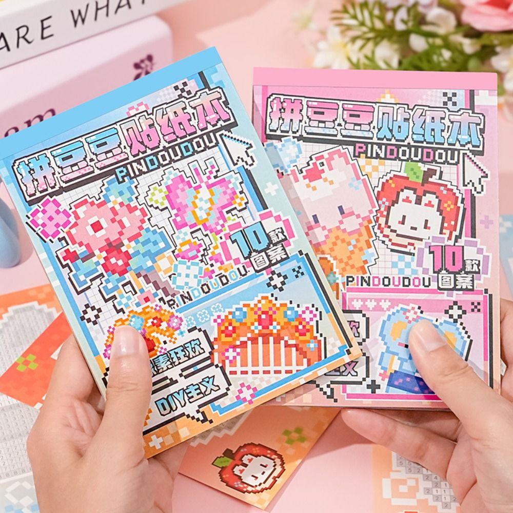 Cute Pixel Style Coloring Sticker Book Washi Paper DIY Collage Beans Stickers Gift Cartoon Scrapbook Sticker Diary Decoration