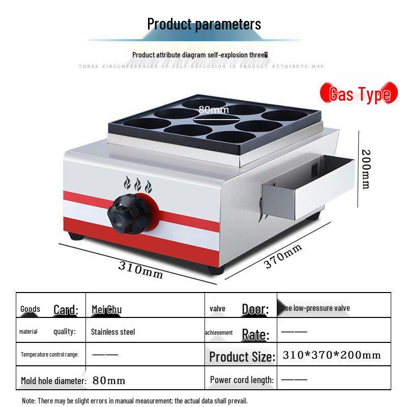 Electric 18-Hole Egg Burger and Red Bean Cake Maker for Street Stalls
