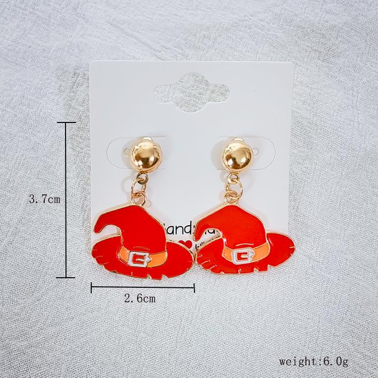 

Серьги-подвески из сплава на Хэллоуин 2024 с привидением, тыквой, летучей мышью и шляпой ведьмы, с эмалевыми подвесками