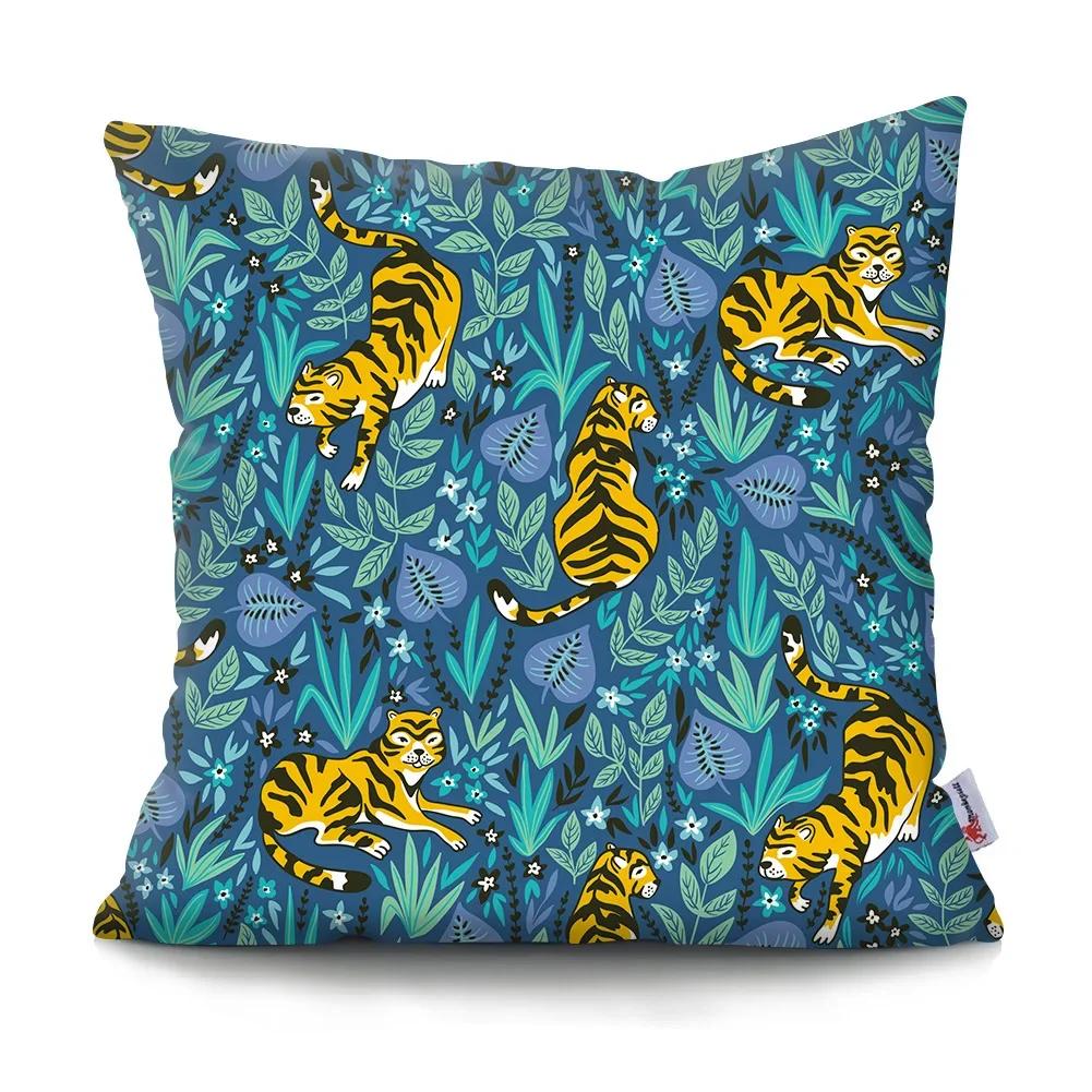 Simple Retro Tiger Head throw pillow cover with short plush print for living room sofa decoration cushion cover pillow covers