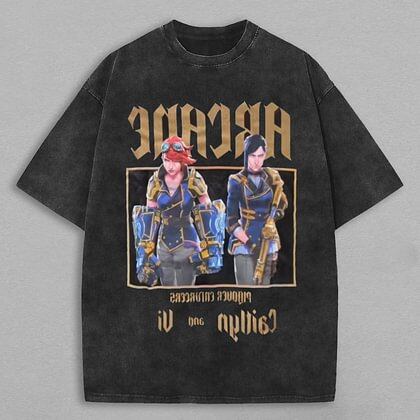 

Arcane Anime Lover Washed T-shirt Year round clothing high quality personality Clothes Plus Size Unisex New Model Streetwear Trendy Cotton L