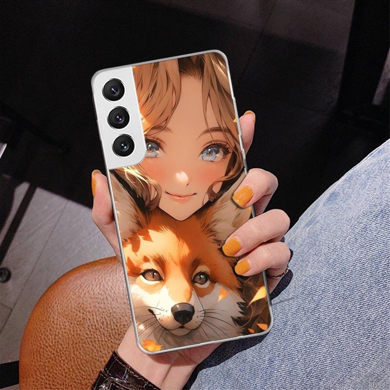 Cute Anime Ins Girls Animal Cat Phone Case For Samsung Galaxy S24 S25 Edge S26 Ultra S23 S22 S21 Plus S20 FE + Personalized Prin