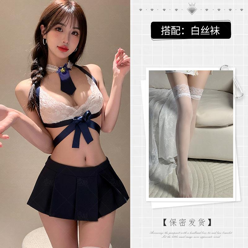 Zimei night crisp sexy underwear sexy student super short temptation pleated skirt uniform suit hair jk cute little chest