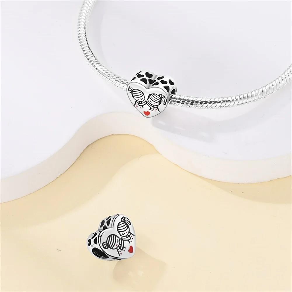 Original Charms Copper Sisterly Love Heart Series Beads Fit Bracelet Women Jewelry Making Diy Gift