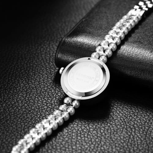 Cute, Sparkling Analog Watch for Women: Pearl and Diamond Design, Waterproof Strap, Adjustable Length, Casual, Business, Fashion Watch - Perfect Gift