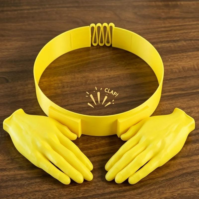 2026 Yellow Two Plam Hands-Free Sun Visor Headband Summer Caps Outdoor 3D Printed Plastic Creative Sun Hat Party Decoration Hat