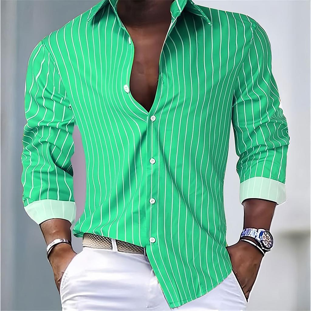 Chemise rayée élégante à manches longues, parfaite pour les occasions décontractées et smart-casual.
