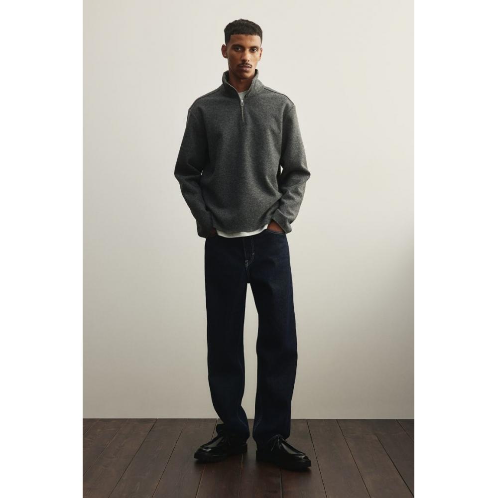 

Водолазка с застежкой-молнией HM Regular Fit Dark Grey XS