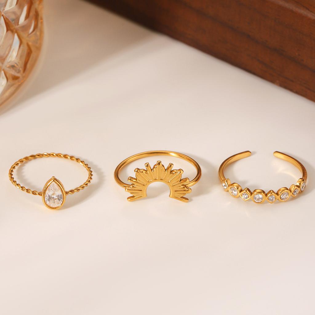 Euro-American Ins style stainless steel ring for women, high-end 18k gold band, stackable zircon ring