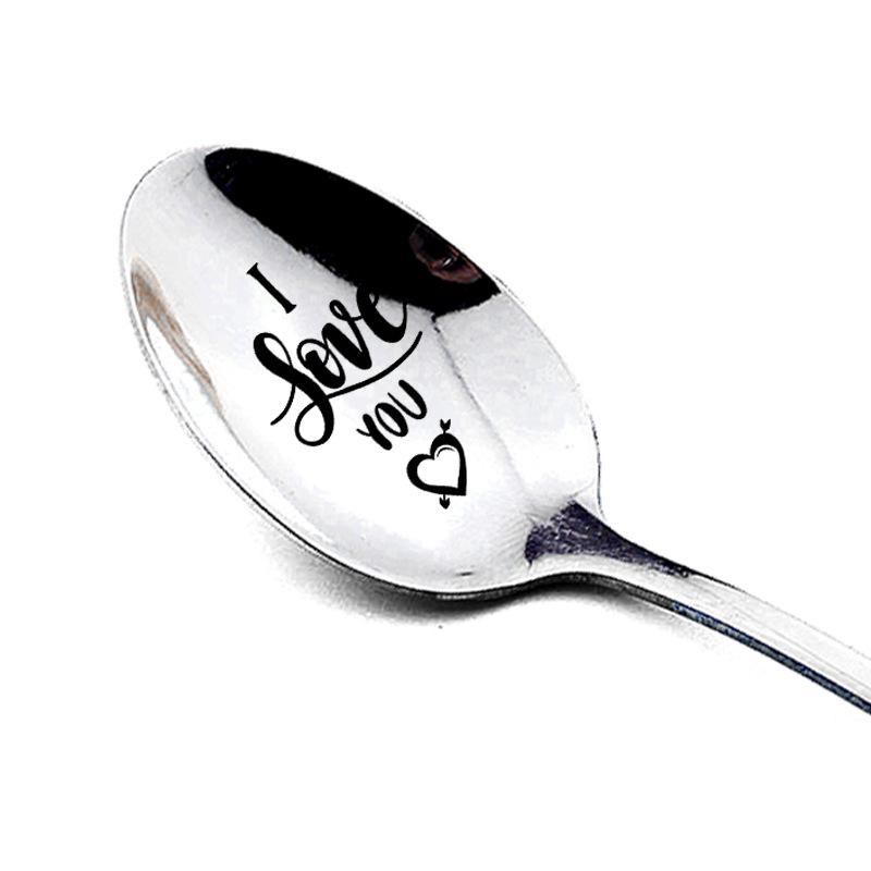 

Valentines Day Gift Stainless Steel Milk Coffee Spoons Love Letter Wedding Souvenirs Anniversary Gift for Girlfriend Boyfriend