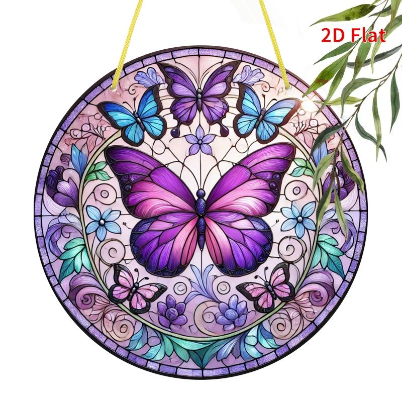 2D Flat Purple Butterfly Acrylic Decoration Sign, Christmas and Halloween Gift, Suitable for wall decoration, porch, room, villa, accents Home, Hallwa