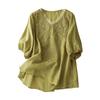 Fashion Women's Shirt Five-quarter Sleeve Spring And Summer Loose Top Embroidered Shirt