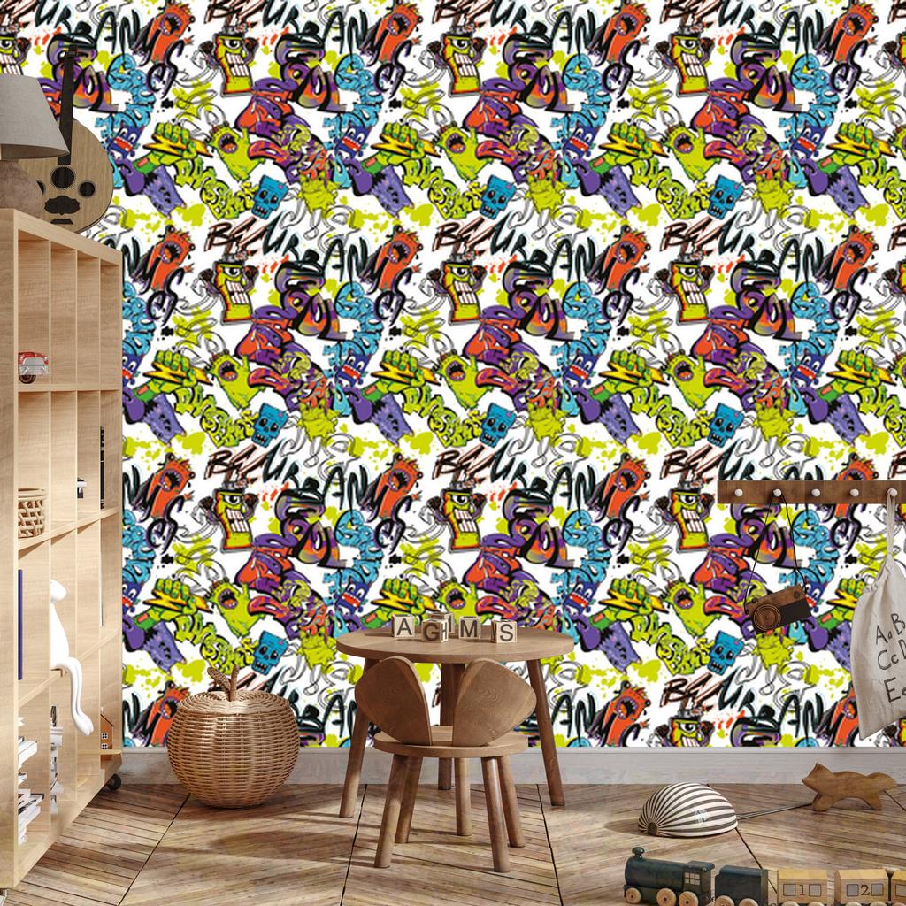 Graffiti wallpaper with colorful for living room and bedroom 50x1000