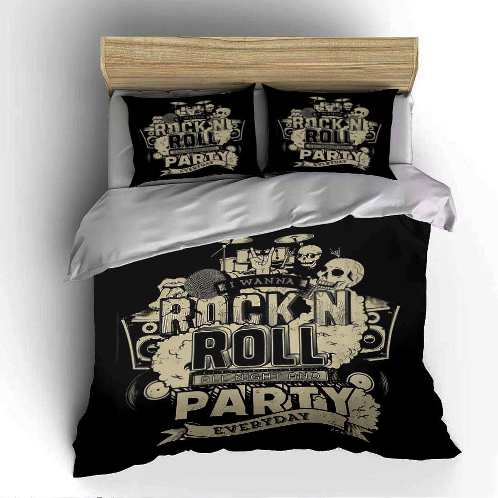 Rock N Roll Party Design Bedding Duvet Cover Set Duvet Cover Pillowcases  (1*Duvet Cover 2*Pillowcases, Without Duvet Insert)