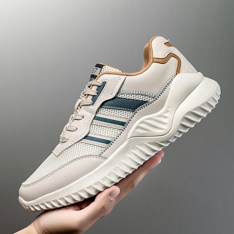 

Новые модные мужские кроссовки Four Seasons с толстой подошвой для студентов и мальчиков, трендовые кроссовки с мягкой подошвой, дышащие, повседневные кроссовки для бега 45 бежевый