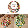 Bohemian Colorful Multilayer Wooden Beaded Necklace With Geometric Design For Women