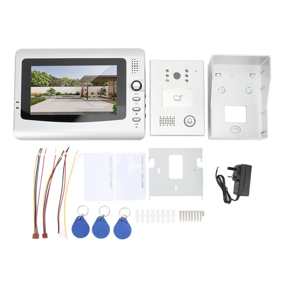 Sistem video interfon cu fir cu capac de ploaie Viziune de noapte IR Sonerie video cu unghi larg de 120º cu 7 inchi