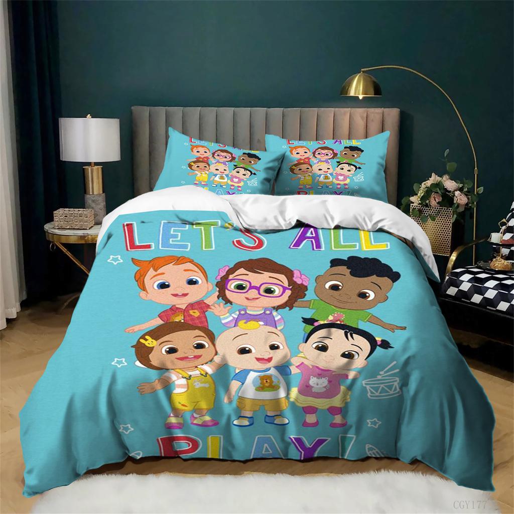3 Pieces Coco-melon Bedding Set for Boys Girls Ultra Soft Quilt Cover All Season Comforter Set(1 Duvet Cover+2 Pillow Sham)