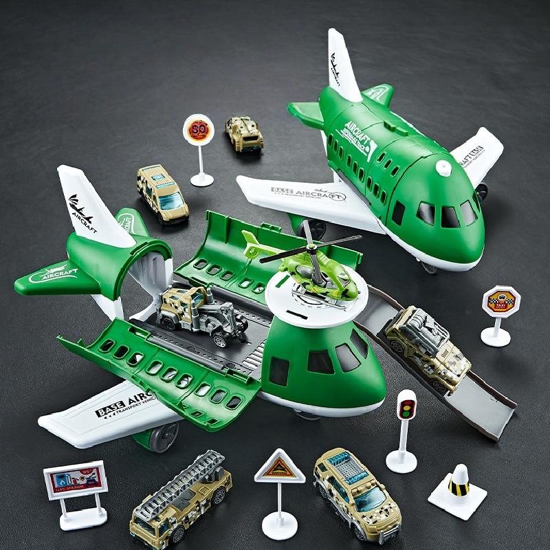 

1 Набор Рождественский Подарок Детский Самолет Машинка Игрушка Инерционная Модель Самолета С 6 Дорожными Знаками Случайные 3 Машинки И 1 Вертолет зелёный