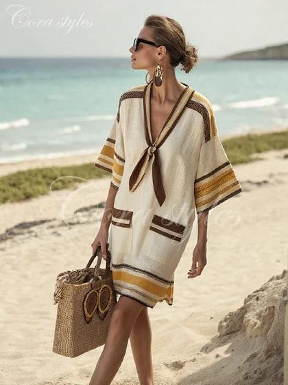 26Y2 Vacation Bikini Blouse Sunscreen Printed Beach Skirt European and American New Models