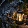 Outdoor Resin Dragon Statue with Lantern Garden Sculpture Decorative Figurine for Patio Yard Landscape Lighting Accent