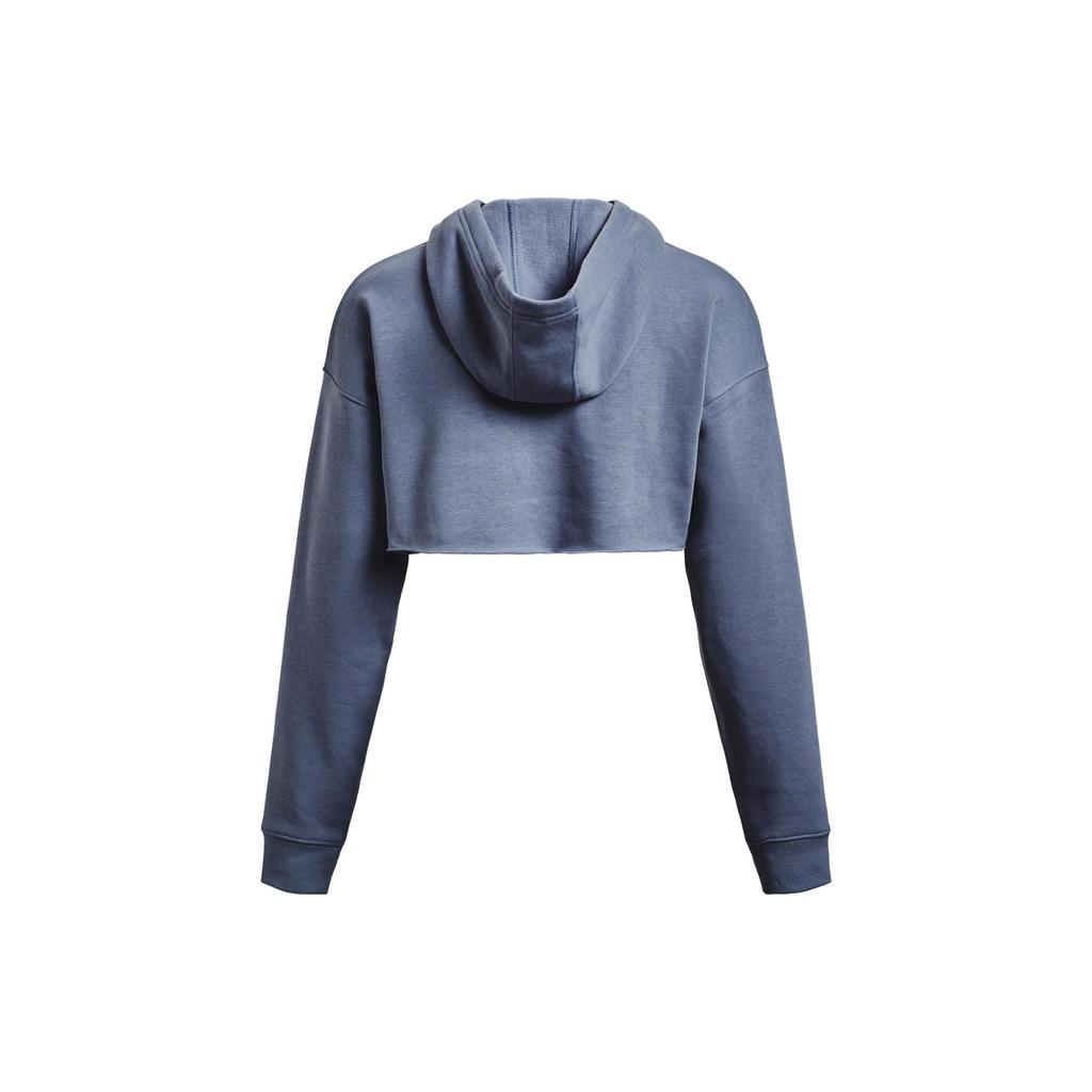 Under Armour Letter Print Hooded Drawstring Cropped Long Sleeve Sweatshirt Women Sweatshirt Blue 1374527-767