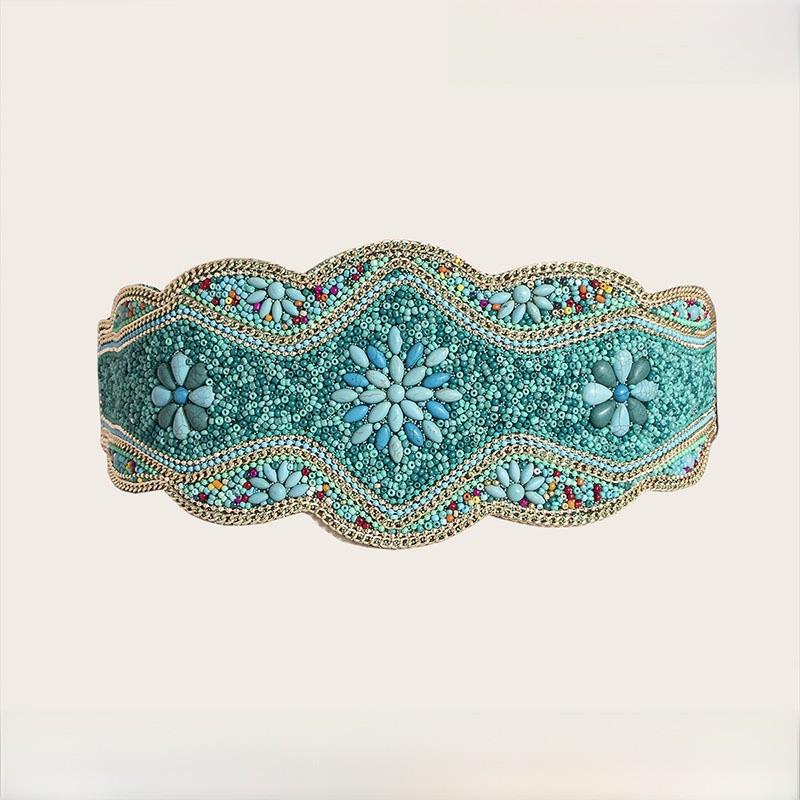 Boho Chic Perlen-Breiter Taillengürtel Mit Geometrischem Design Für Festival Und Freizeitkleidung