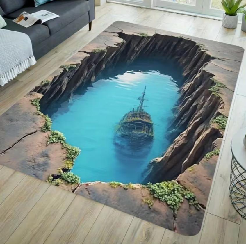 

1 Piece, Stylish Visual Effect Cliff Hole Printed Door Mat Non Slip Rug for Home Kitchen Bathroom Living Room Entrance Carpet 40X60cm