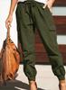 Women's Mid Rise Drawstring Cargo Pants Tapered Jogger Pants Solid Color Casual Daily Wear Trousers