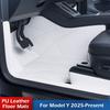 White Leather Floor Mats for Tesla Model Y Juniper 2026 2025 All Weather Leather Base Floor Liner Removable Soft Carpets