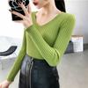 V-neck Sweater, Knitted Sweater, Women's Sweater, Stretch Sweater, Pullover Sweater, Slim Fit Sweater, Base Coat, Inner Layer, Top Coat