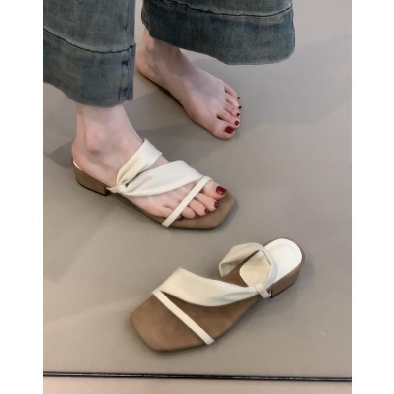 Versatile but not tired feet thick heel Roman sandals women's new open-toed high heels French sandals