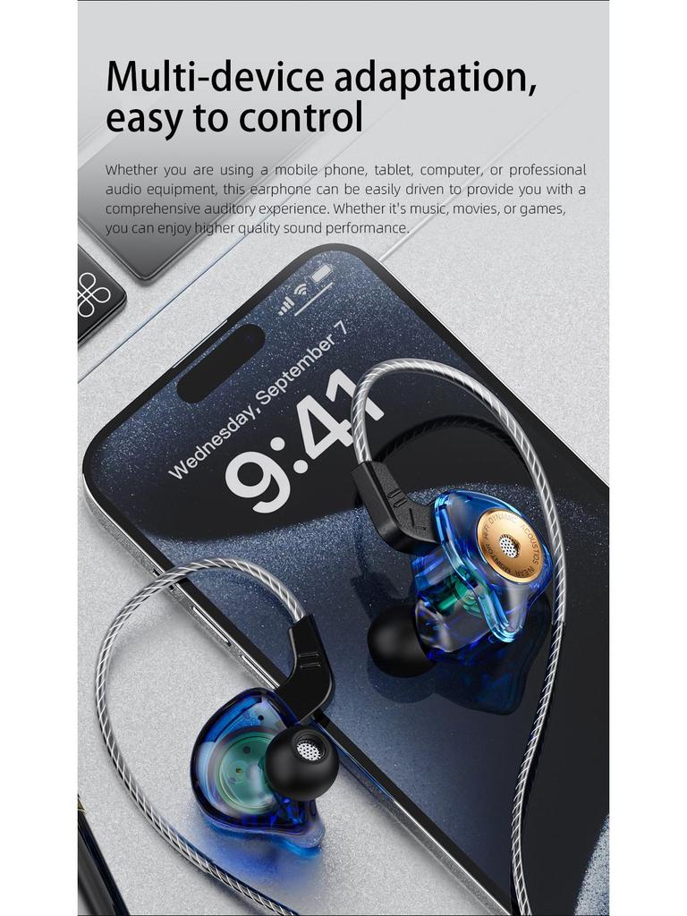 QKZ AK6-Ultra Kabelgebundene In-Ear Dynamische Kopfhörer mit Mikrofon für Monitoring und Laufen