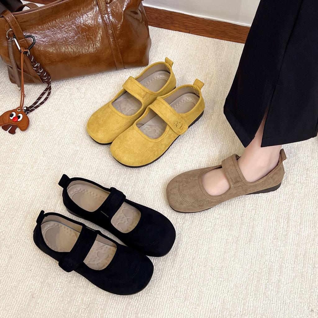 Processing Customized New Mary Jane Summer Women's Versatile Daily Fashion One-pedal Mongolian Velvet Doudou Casual Shoes