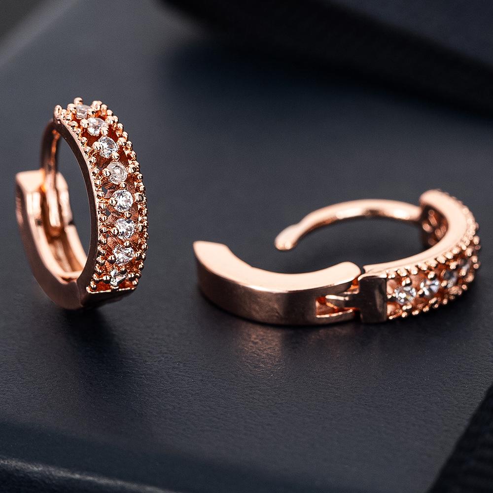 

European & American Style Zircon Mini Earrings - Gold & Rose Gold Ear Clips