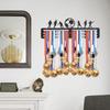 1 st Fotbollsmedaljhängare Display Med 12 Krokar För Vägg Hem Märke Tävling Gymnastik Simning Medaljör Svart Organizerställ