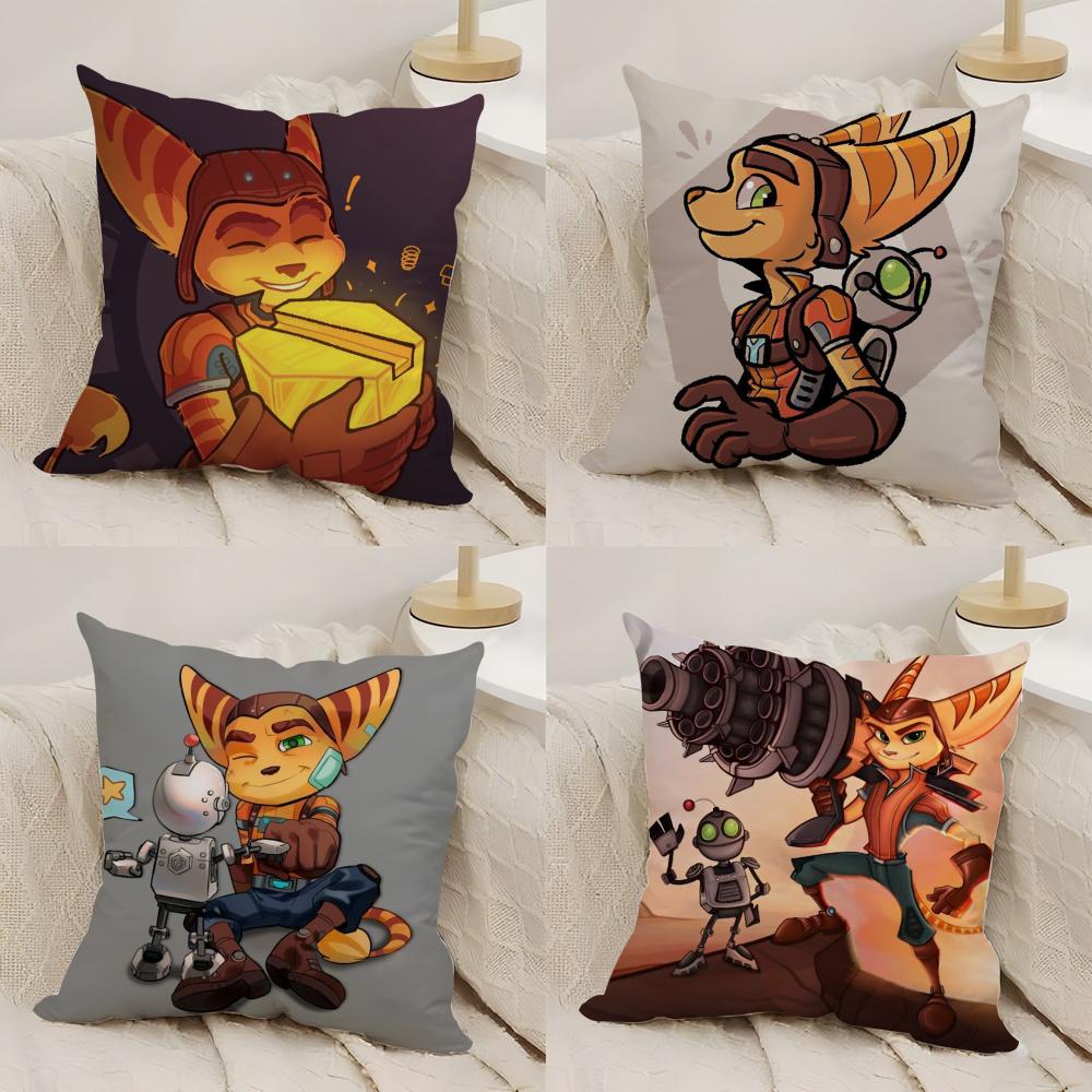 RRatchet N CClank Cushion Cover Silky Short Plush DoubleSided Printed Pillow Case for Sofa All Seasons Home Decor Gift