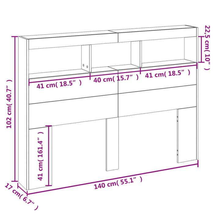 VidaXL Headboard Cabinet with LED, Headboard with Compartment, Bedroom Storage Furniture, Accessory of 839201