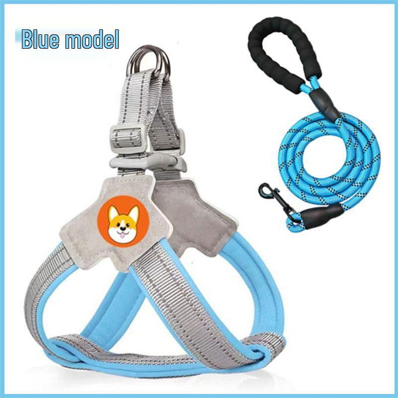 Breathable Dog Harness Vest with Leash for Shiba Inu, Corgi & Small to Medium Dogs