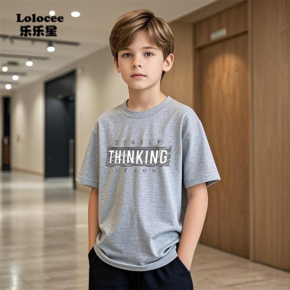 Men's casual letter printed T-shirt pattern top, comfortable children's clothing