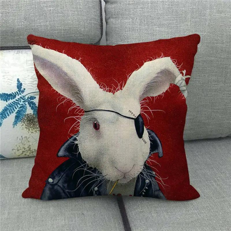 Easter Decor Pillow Covers 45x45cm Cartoon Bunny Eggs Printed Cushion Cover Spring Holiday Party Decorative Pillowcase for Couch